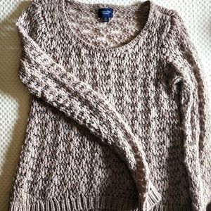 Cozy beige sweater,made for layering.